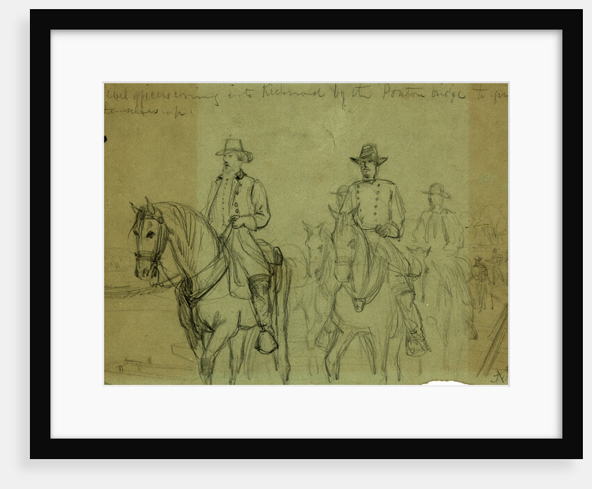 Rebel officers coming into Richmond by the ponton bridge to give themselves up, April 1865 by Alfred R Waud