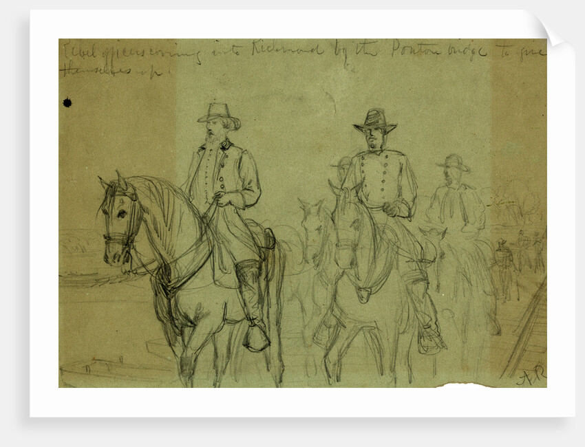 Rebel officers coming into Richmond by the ponton bridge to give themselves up, April 1865 by Alfred R Waud