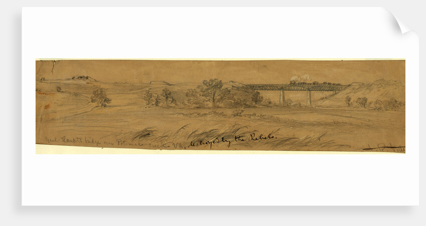 Genl. Haupts bridge over Potomac Creek Va, destroyed by the Rebels, 1863 ca. August by Alfred R Waud