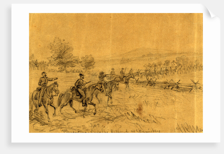 Pleasontons Cavalry deployed as skirmishers by Alfred R Waud