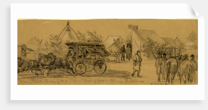 Army Mail leaving Hd.Qts. Post Office. Army Potomac by Alfred R Waud