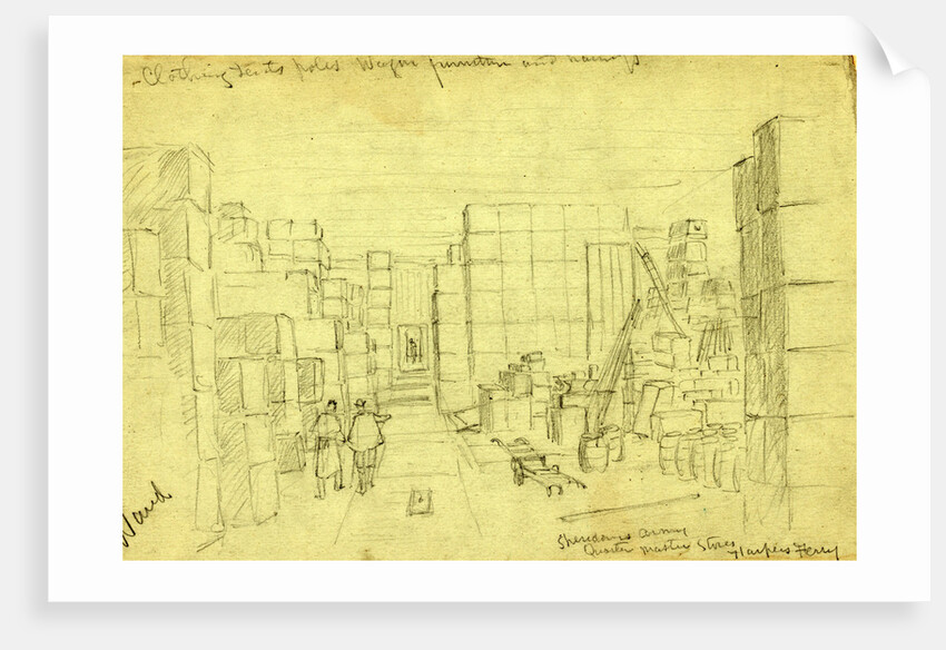 Sheridans Army, Quarter Master Stores. Harpers Ferry by Alfred R Waud
