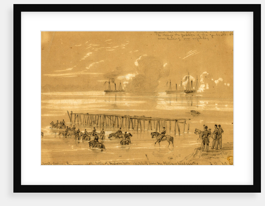 Gunboats shelling the enemy at the battle of Malvern hill sketched from McClellans headquarters by Alfred R Waud