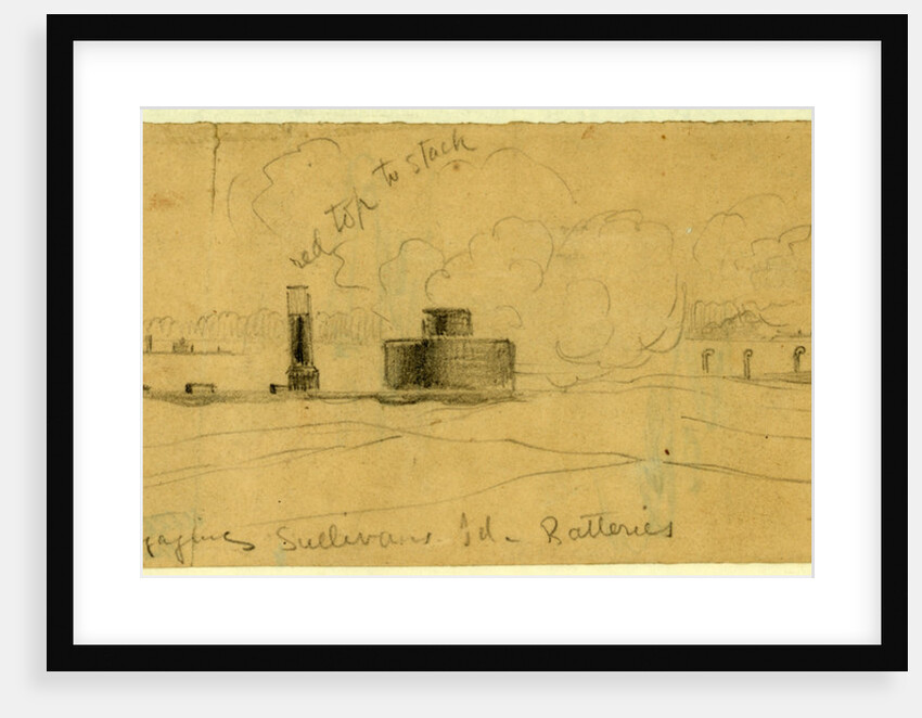 Patapsco engaging Sullivans Id. Batteries by Alfred R Waud