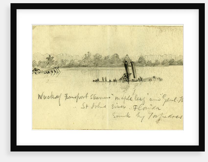 Wreck of Transport Steamers Maple leaf and Genl. Hunter, St. Johns river, Florida, Sunk by torpedoes by Alfred R Waud