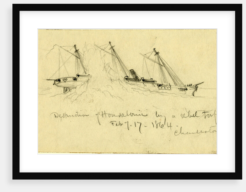 Destruction of Housatonic by a rebel torpedo. Feb. of 17 1864. Charleston by Alfred R Waud