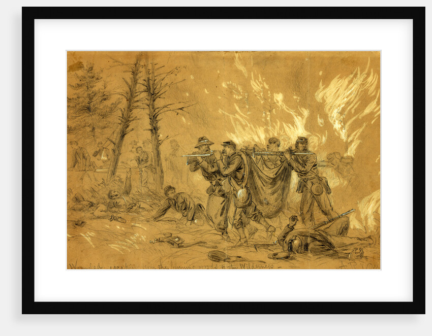 Wounded escaping from the burning woods of the Wilderness by Alfred R Waud