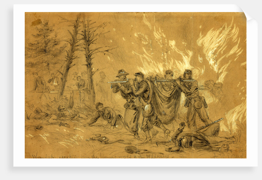 Wounded escaping from the burning woods of the Wilderness by Alfred R Waud