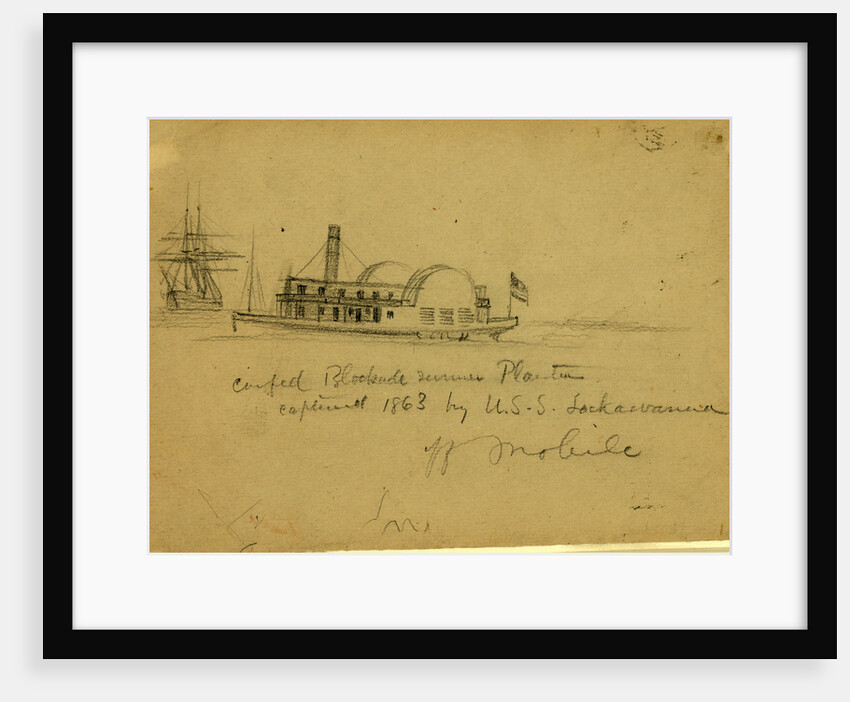 Confed. Blockade runner Planter captured 1863 by U.S.S. Lackawanna off Mobile by Alfred R Waud