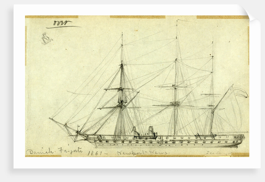 Danish Frigate 1861, Newport News, Zeeland by Alfred R Waud