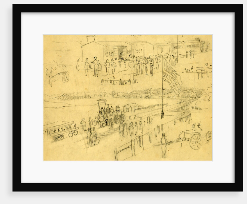 Two sketches of a depot on the Charleston & Savannah Railroad by Alfred R Waud