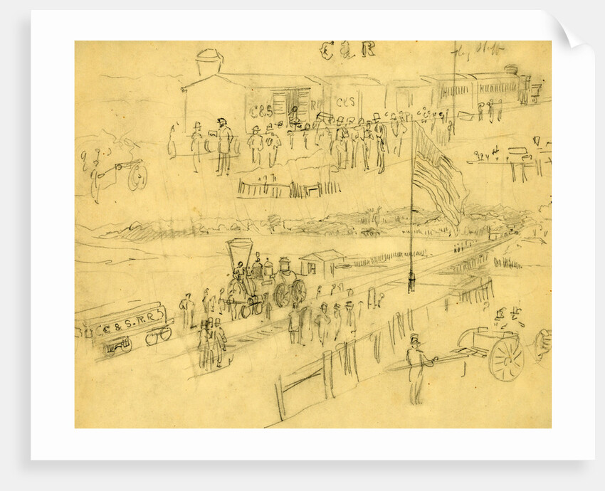 Two sketches of a depot on the Charleston & Savannah Railroad by Alfred R Waud