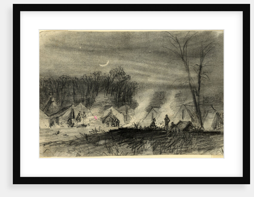 Soldiers in camp at night by Alfred R Waud