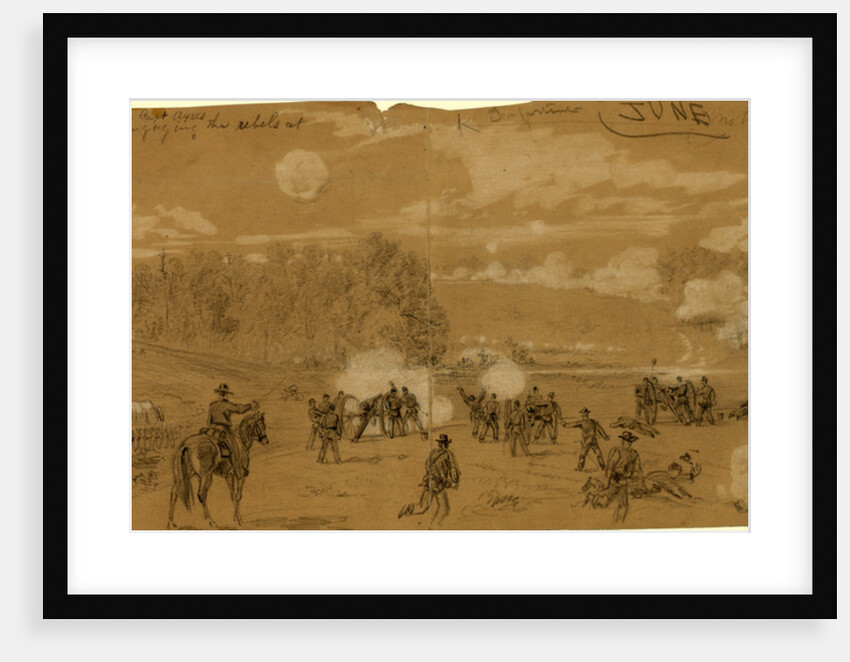 Artillery of Smith's division commanded by Capt. Ayres engaging the rebels at White Oak Swamp by Alfred R Waud