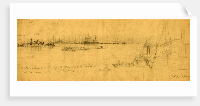 Pontoon bridge over the James River above Ft. Powhatan by Alfred R Waud