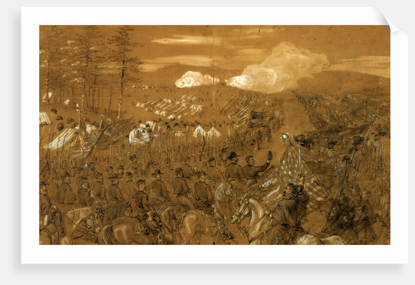 General McClellan accompanied by General Burnside taking leave of the Army of the Potomac by Alfred R Waud