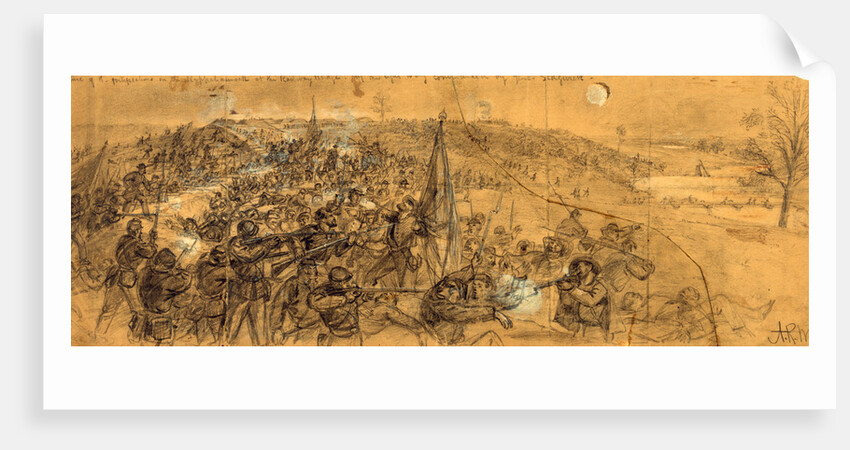 Capture of the fortifications on the Rappahannock at the Railway Bridge, by the right wing commanded by Genl. Sedgwick by Alfred R Waud