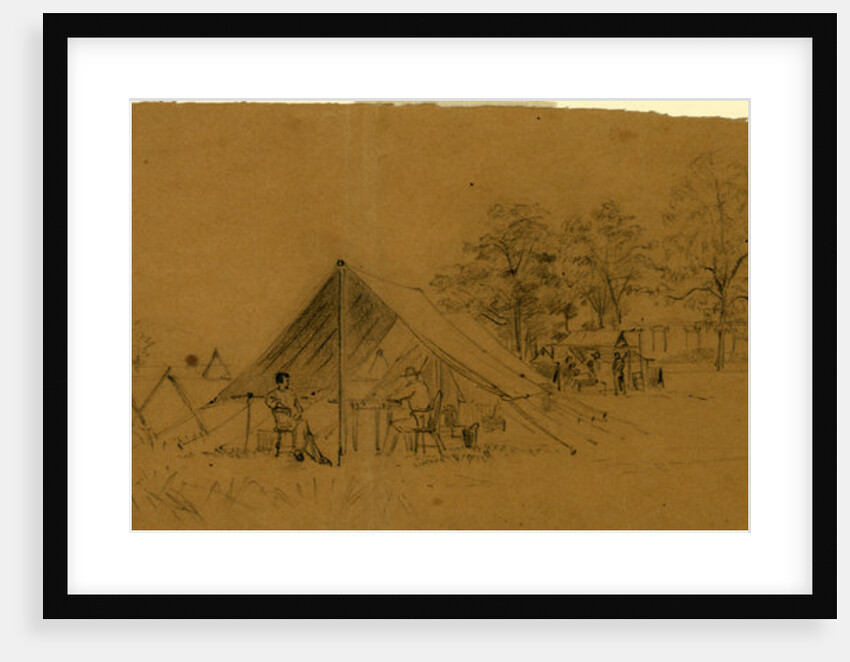 Soldiers in their tents in army camp by Alfred R Waud