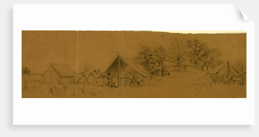 Soldiers in their tents in army camp by Alfred R Waud