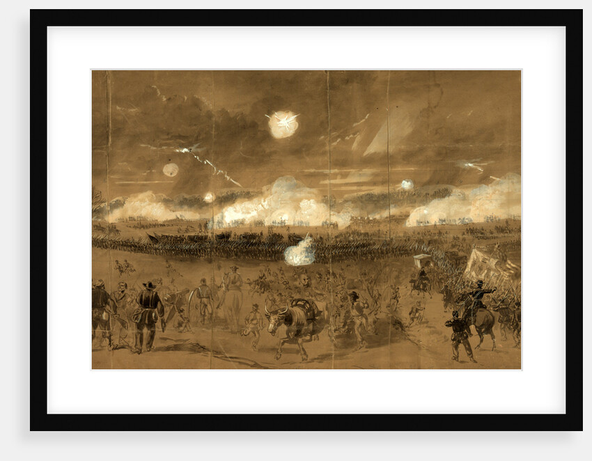 Couch's Corps forming line of battle in the fields at Chancellorsville to cover the retreat of the Eleventh Corps disgracefully running away by Alfred R Waud