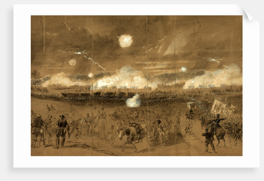 Couch's Corps forming line of battle in the fields at Chancellorsville to cover the retreat of the Eleventh Corps disgracefully running away by Alfred R Waud