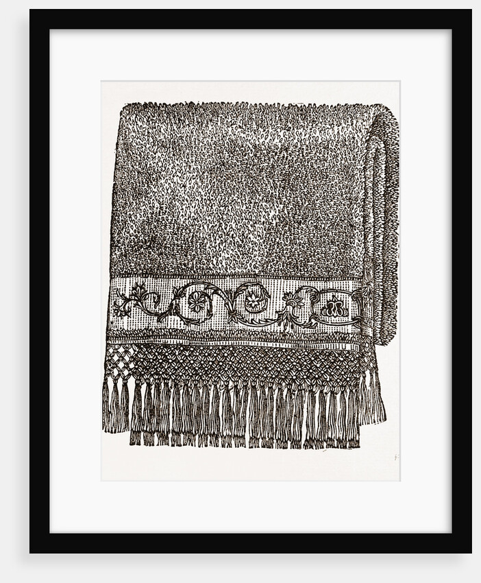 Towel Embroidered In Cord Stitch by Anonymous