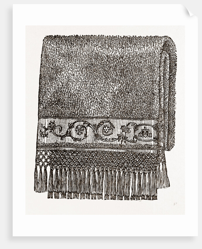 Towel Embroidered In Cord Stitch by Anonymous