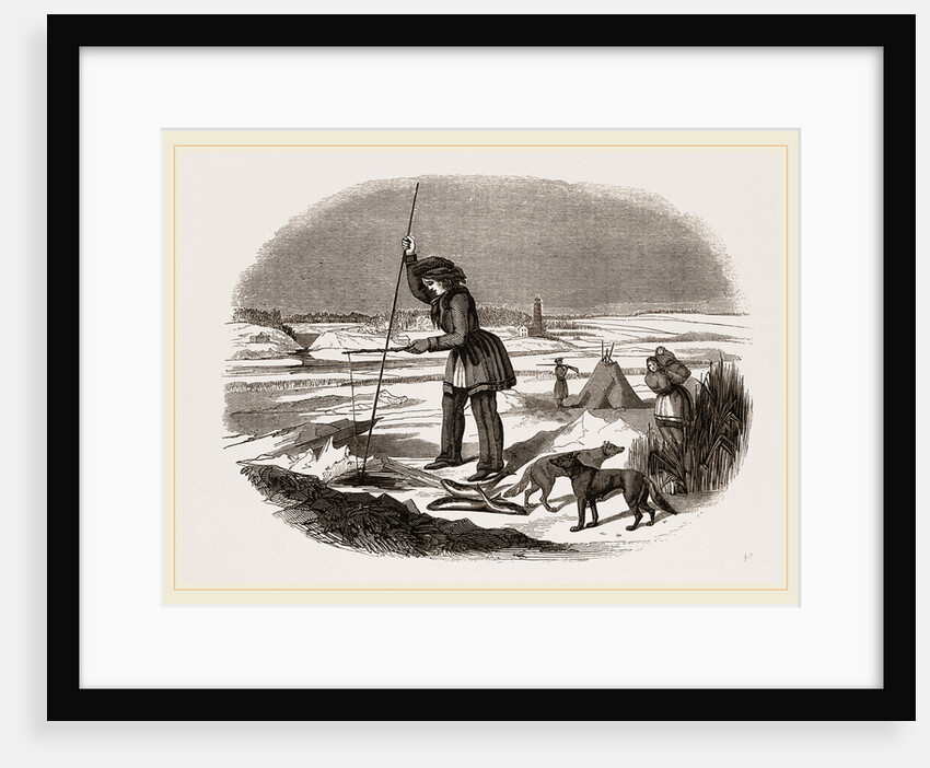 Chippeway Indian fishing on the ice USA America by Anonymous
