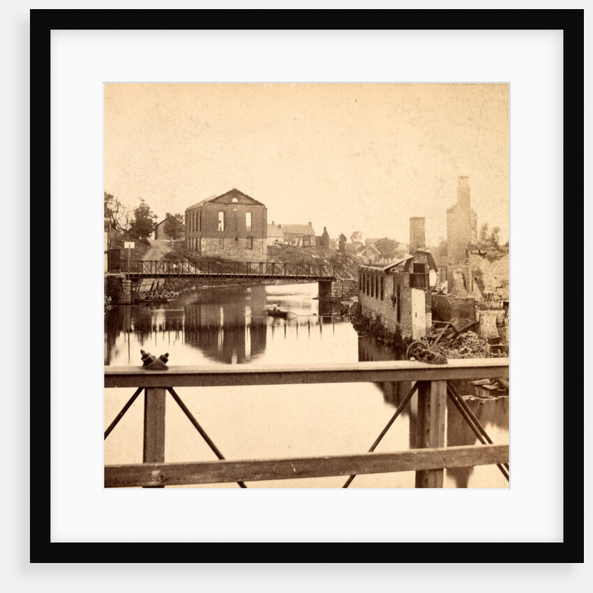 Conococheague Creek - looking east, Baptist Church & gas works, Chambersburg, Franklin Co., Pa., destroyed by the rebels under McCausland, July 30th, 1864 by Anonymous