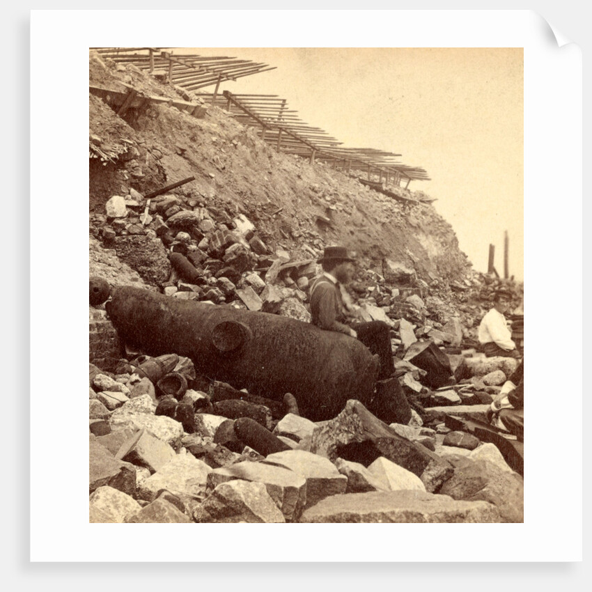 Sea face of Fort Sumpte, shewing (i.e. showing) broken guns, shot, shell, & c by Anonymous