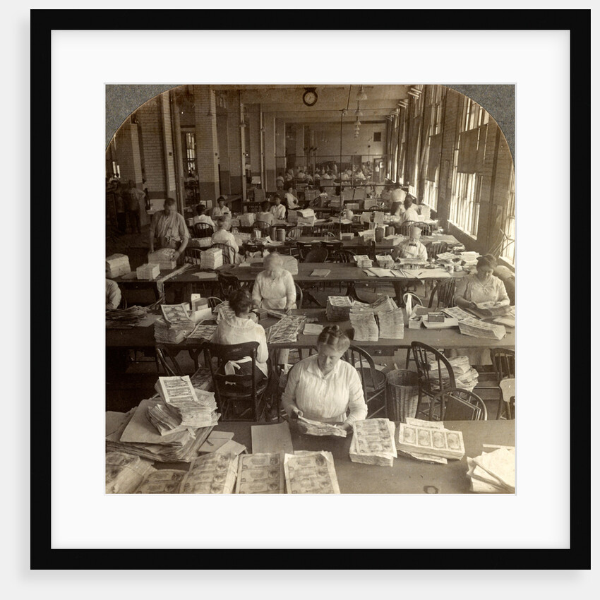 Inspecting sheets of paper money, Bureau of Printing and Engraving, Washington, D.C., USA by Anonymous