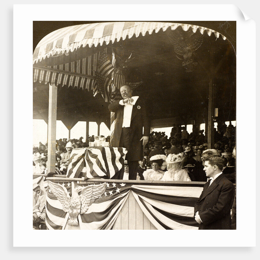 President Roosevelt delivering his address, Georgia Day, Jamestown Exposition, VA, USA by Anonymous