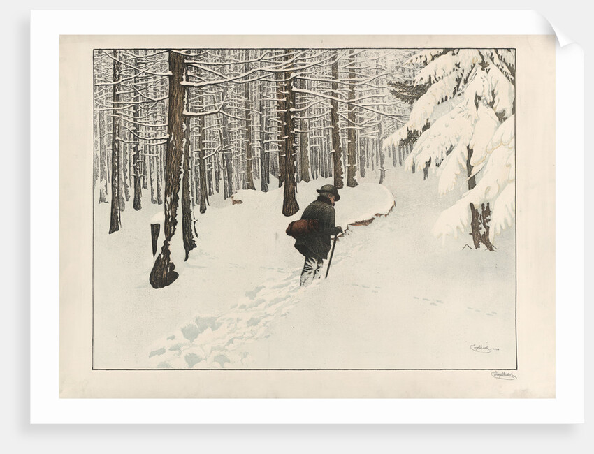 A man walking in the snow by Anonymous