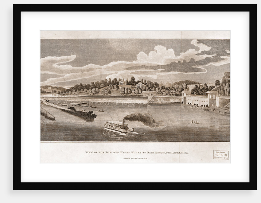 View of the dam and water works at Fairmount, Philadelphia by T. Birch