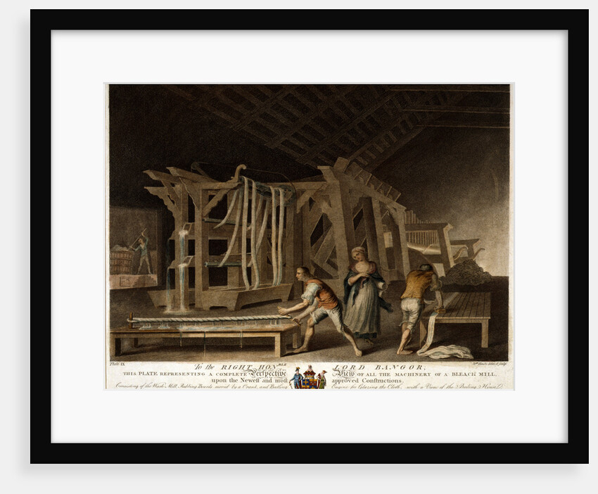 A complete perspective view of all the machinery of a bleach mill by Anonymous