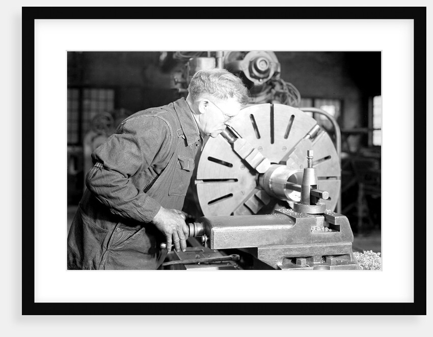 Eddystone, Pennsylvania - Railroad parts. Tool-builder planing for a taper shoe on a steam hammer ram, March 1937 by Lewis Hine