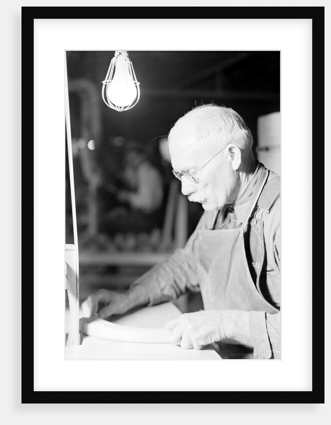 High Point, North Carolina - Upholstering. Tomlinson Chair Manufacturing Co. Upright belt sander chair arm by Lewis Hine