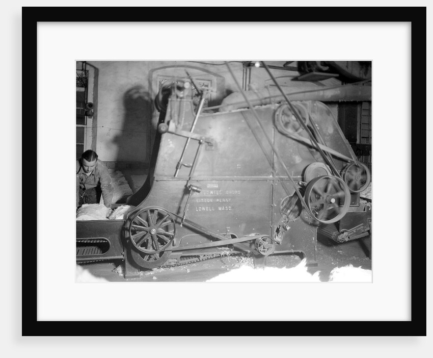 Millville, New Jersey - Textiles. Millville Manufacturing Co. Man to the side of a large machine, 1936 by Lewis Hine