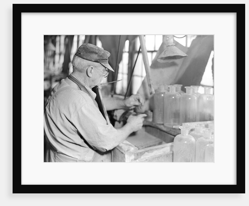 Millville, New Jersey - Glass bottles. Stopper-grinder at T. C. Wheaton Co, March 1937 by Lewis Hine