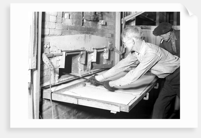 Millville, New Jersey - Glass bottles. Man working at ovens, 1936 by Lewis Hine