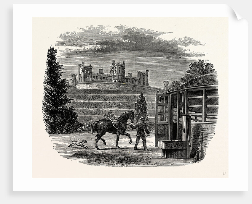 Belvoir Castle, from the Stables, showing the Covered Exercise ground by Anonymous