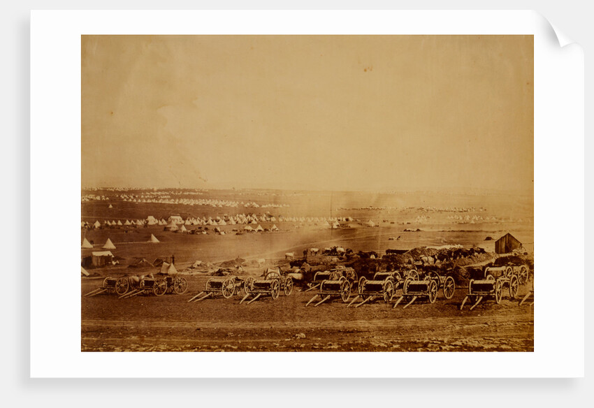 Kamara Heights in the distance, artillery waggons in the foreground, Crimean War by Roger Fenton