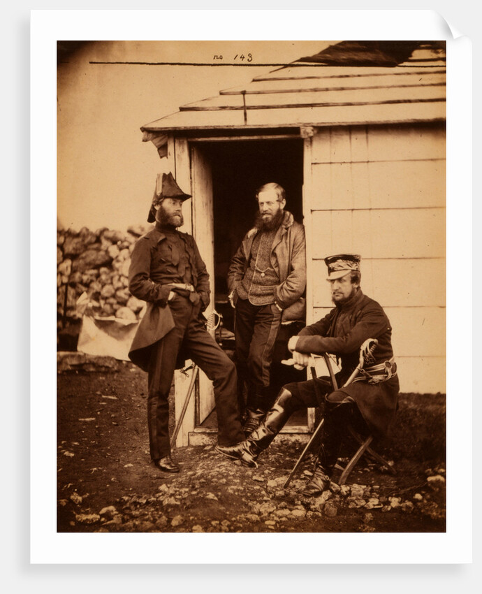 Captain Ponsonby, Captain Pearson & Captain Markham, on the staff of Sir George Brown, Crimean War by Roger Fenton