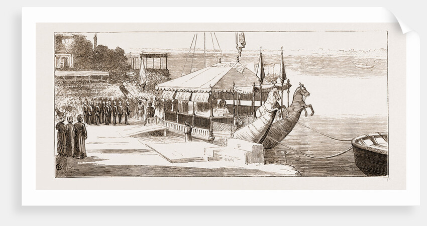 The Prince Of Wales Embarking In The State Barge To Visit The Rajah Of Benares, India by Anonymous