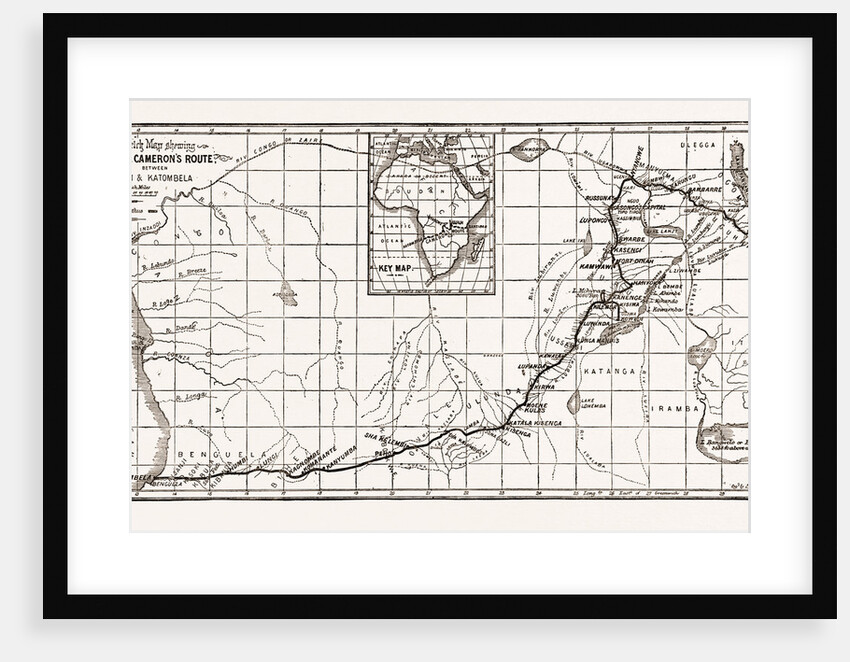 Lieutenant Cameron's Map Of Central Africa: Showing His Line Of March From Lake Tanganyika To The West Coast, 1876 by Anonymous