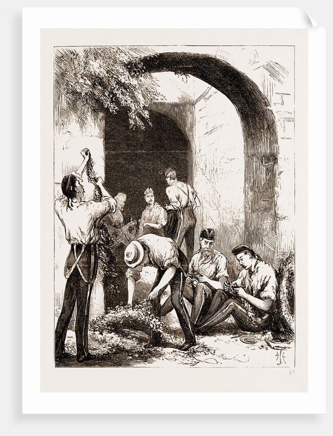 The Prince Of Wales At Gibraltar, 1876: Soldiers Vaking Decorations In The Old Sally-port Of The Fortress by Anonymous