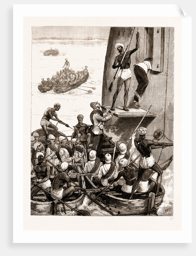 Troops Of The 43rd Regiment Embarking At Cannanore To Meet The Prince, India by Anonymous