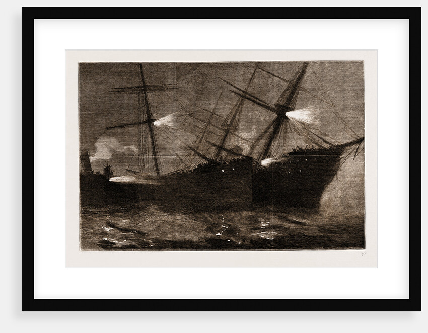 The Fatal Collision At The Mouth Of The Mersey Between The Inman Mail Steamer city Of Brussels And The Hall Line Steamer kirby Hall, 1883 by Anonymous
