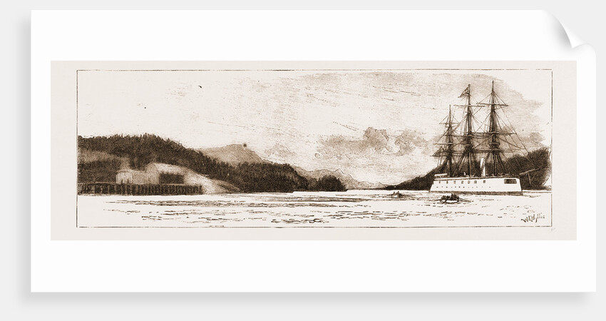 H.M.S. Comus At Burrard Inlet, The Present Terminus Of The Canadian Pacific Railway by Anonymous