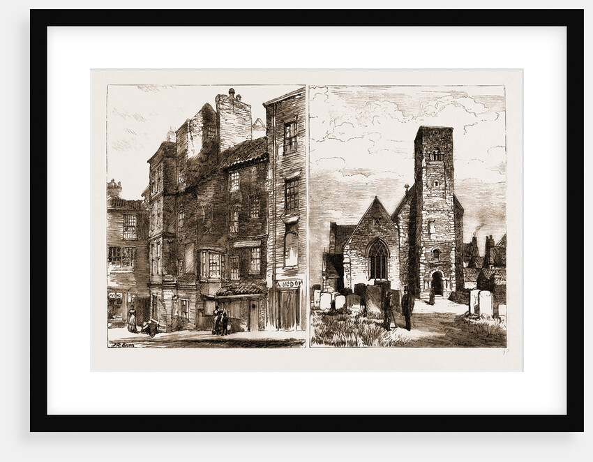 Old Houses Near High Street, Monkwearmouth Church by Anonymous